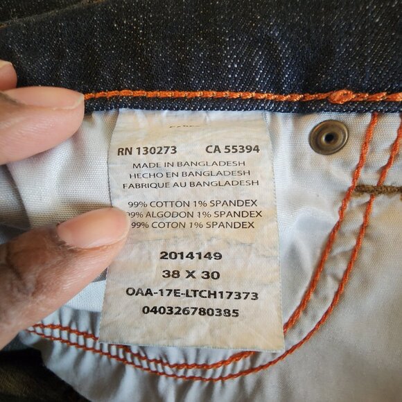 Lee Slim Fit Jeans Tapered Leg Men 38x30 Blue Denim Dark Wash Stretch 5-Pocket - Picture 11 of 12